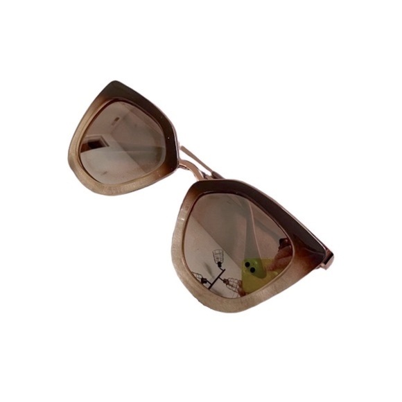 RETRO HEPBURN SUNGLASSES BROWN BEIGE - Picture 3 of 7